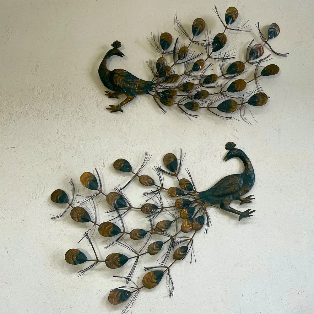 Pair Of Peacocks Vintage 1960s Mid Century Modern Decor